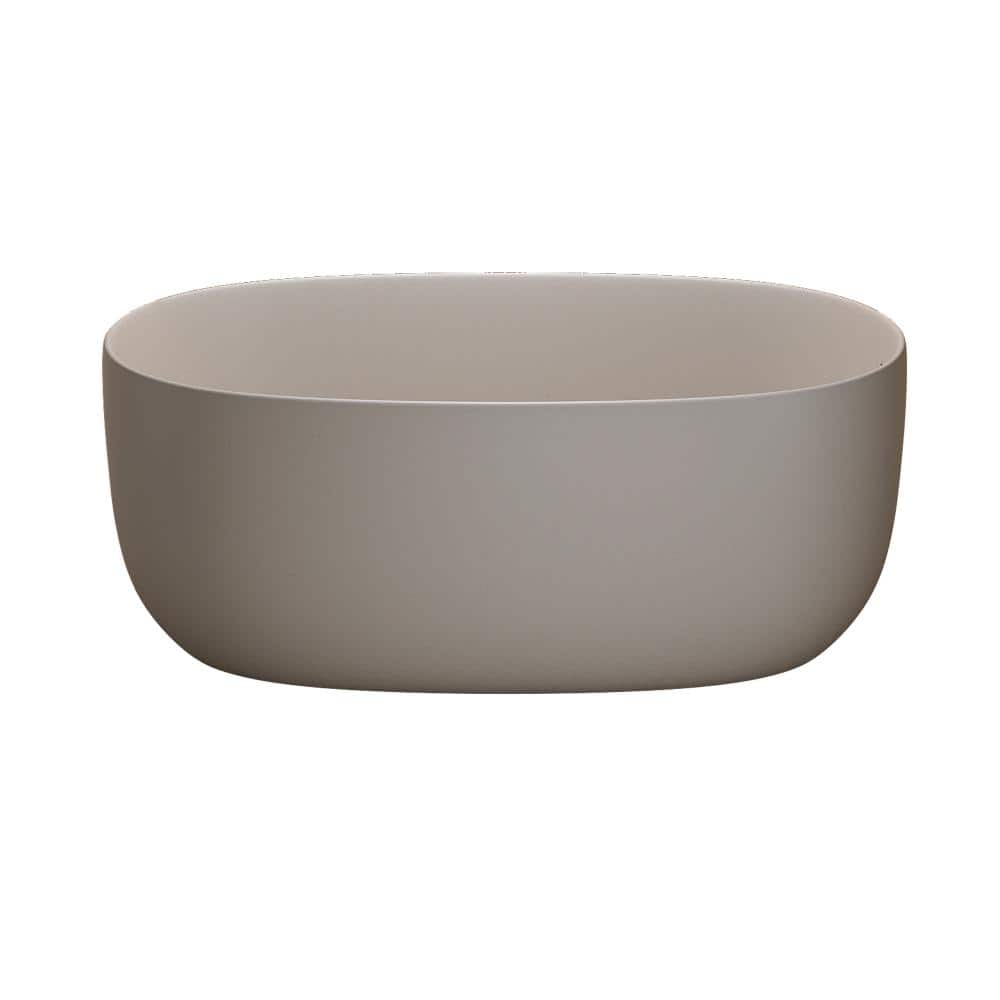 Vela 51 in. Solid Surface Resin Stone Freestanding Soaking Bathtub in Beige Modern Tubs with Overflow and Pop-up Drain price history on PriceWatchPro