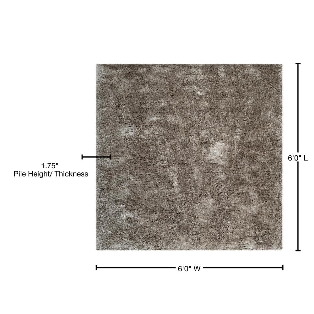 South Beach 6' x 6' Silver Synthetic Shag Rug