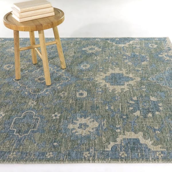 Berengarten Blue 8 ft. x 10 ft. Medallion Area Rug