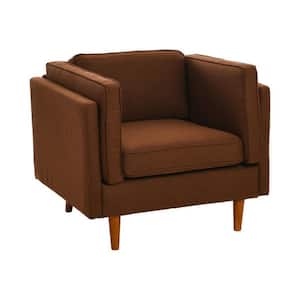 Atley Modern Upholstered High Sided Arm Chair with Solid Wood Legs, Vintage Brown