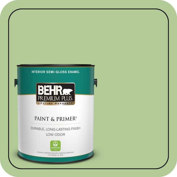 BEHR PREMIUM PLUS 1 gal. #430D-4 Garden Spot Semi-Gloss Enamel Low Odor Interior Paint & Primer