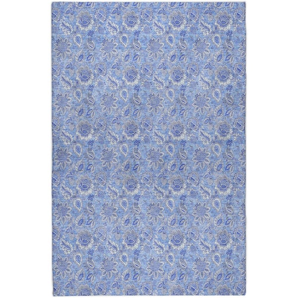 Dream Shag Premium Machine Washable Abstract ADS662 Blue 8 ft. x 10 ft. Area Rug
