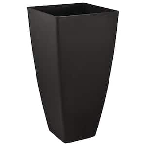 13.5 in. Tallulah Black Modern Fiberglass Slate Tall Square Planter (13 in. L x 13 in. W x 28 in. H)