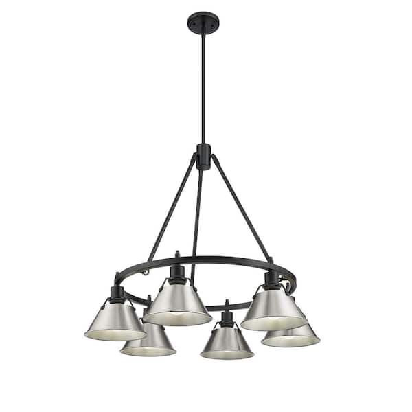 Golden Lighting Orwell 6-Light Matte Black and Pewter Chandelier