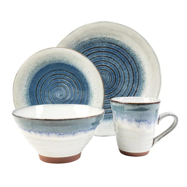 Sango Talia 16-Piece Casual Blue Stoneware Dinnerware Set (Service for 4)