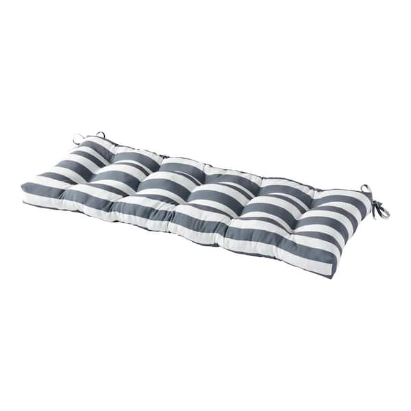 Greendale Home Fashions Rectangle Outdoor Bench Cushion in Canopy Stripe Gray