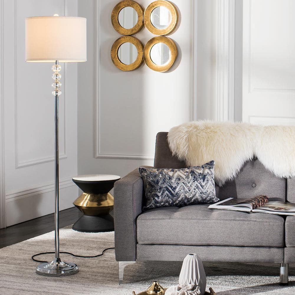 Vendome Chrome Floor Lamp with White Barrel Shade