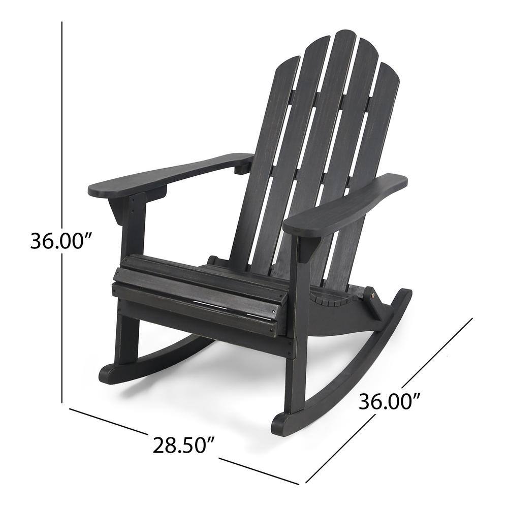 Farmhouse Dark Gray Wooden Rocker Armchair with Foldable Design