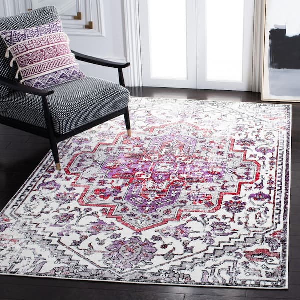 Skyler 3 ft. x 5 ft. Ivory/Purple Ornate Overdyed Area Rug
