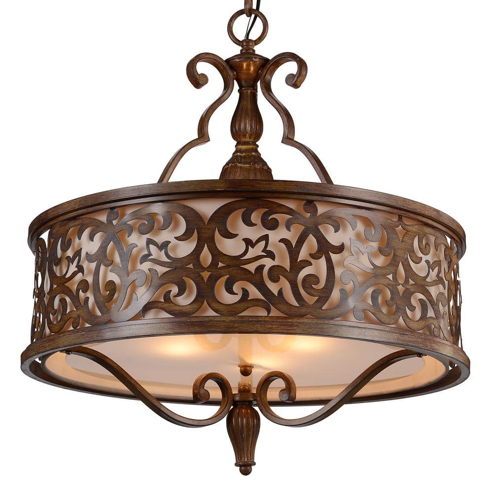 Mini Nicole 21" Drum Shade Chandelier in Brushed Chocolate