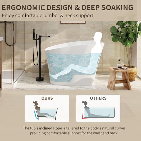 CASAINC 51.2 in.x Freestanding Solid Surface Japanese Soaking