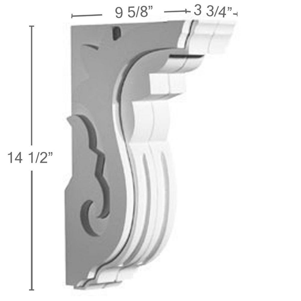 White Polyurethane Decorative Marcella Corbel 9.63" x 14.5"