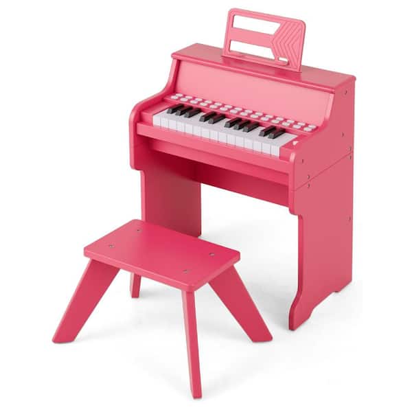 HONEY JOY 25-Lighted Keys Kids Piano Keyboard with Stool Mini