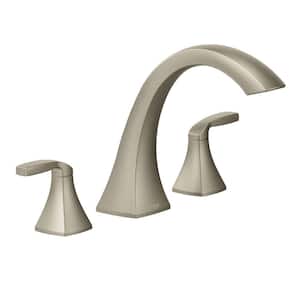 Voss 2-Handle Deck-Mount High-Arc Roman Tub Faucet Trim Kit in Brushed Nickel (Valve Not Included)