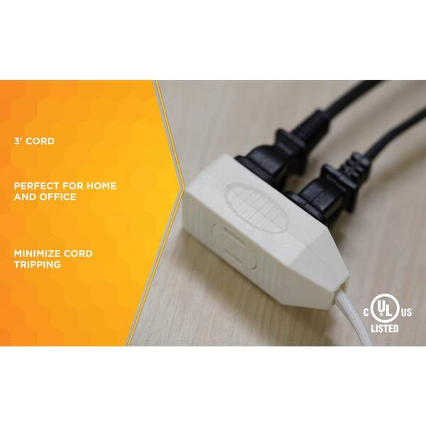 thumbnail image 2 of 3-Foot 16/2 SPT-2 Indoor Extension Cord, Flat Plug, Yellow, 13 Amp, UL Listed 2 of 6