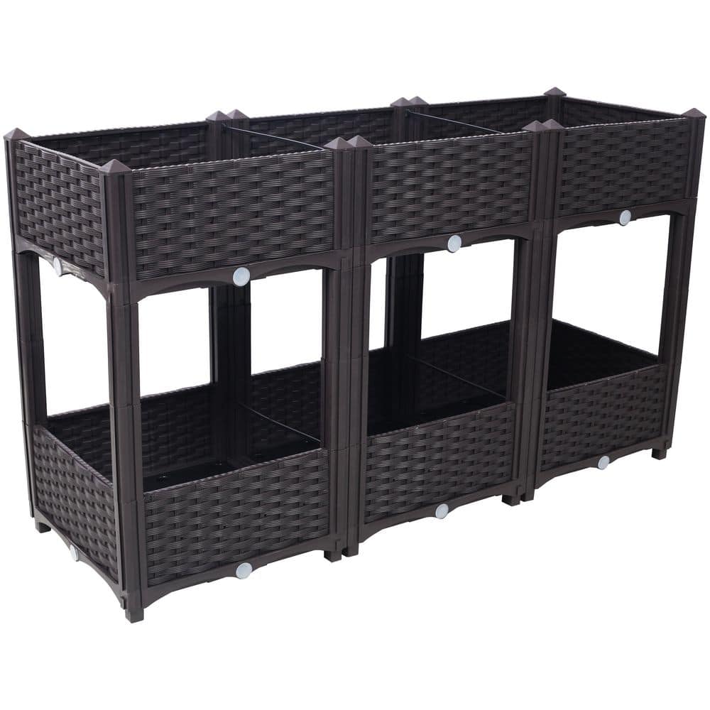 47.2 in. x 15.7 in. x 27.7 in. Brown Plastic Rectangular Raised Garden ...