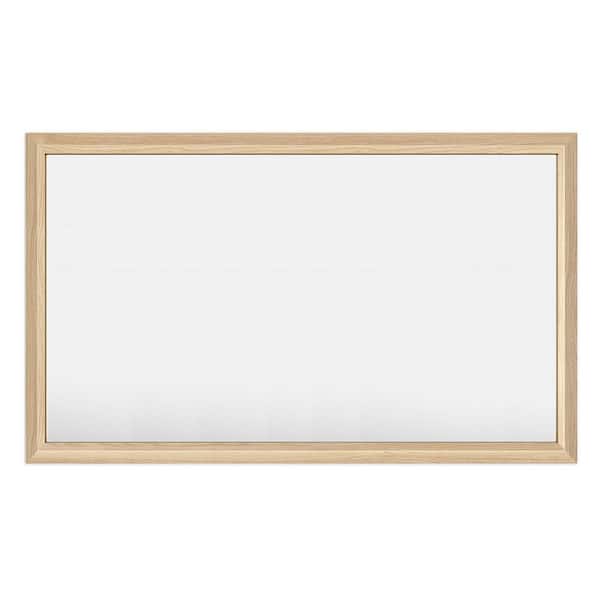 50 in. W x 30 in. H Rectangular Aluminum Alloy Framed & Tempered Glass Wall Bathroom Vanity Mirror in Light Yellow Wood