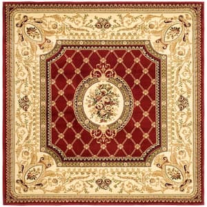 Lyndhurst Red/Ivory 6 ft. x 6 ft. Square Floral Medallion Antique Area Rug