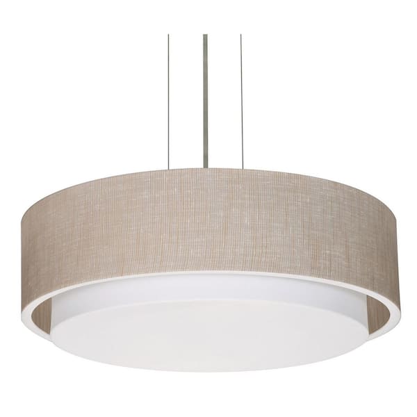 Sanibel 42-Watt 1 Satin Nickel Shaded Integrated LED Pendant Light with Beige Acrylic Shade