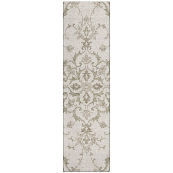 Chantille Machine Washable Indoor/Outdoor Abstract ACN2964 Cream 2 ft. x 7 ft. Runner Rug
