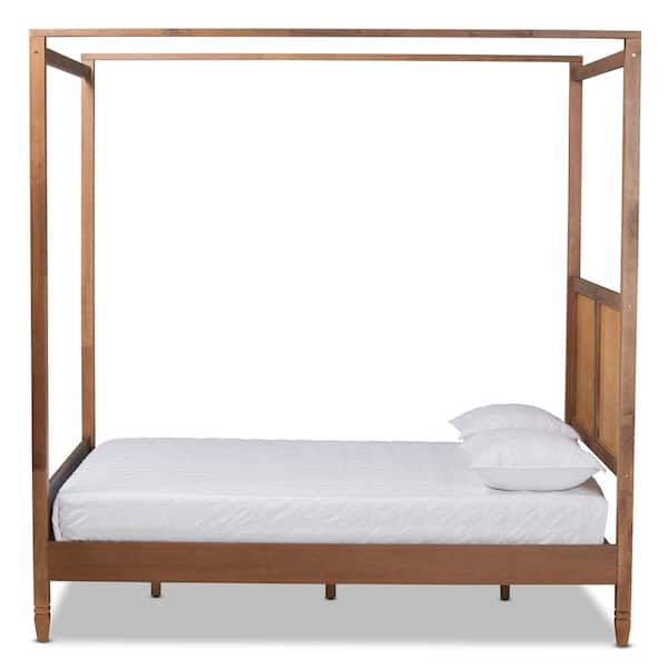 Baxton Studio Malia Brown Queen Canopy Bed 184 11043 HD The Home