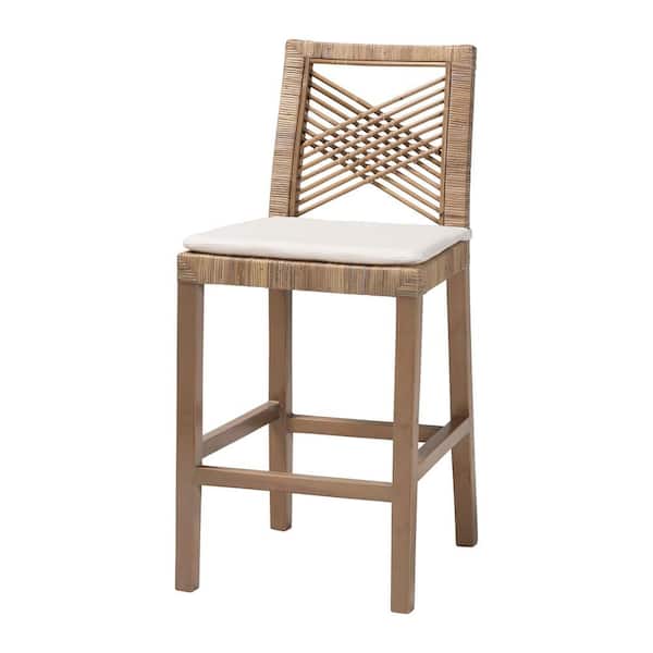 bali & pari Poltak 24.1 Kubu Grey Wood and Rattan Counter Stool