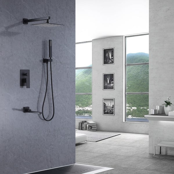 Single Handle 3-Spray Tub and Shower Faucet 2.5 GPM High Pressure Tub Shower Faucet in. Matte Black (Valve Included)