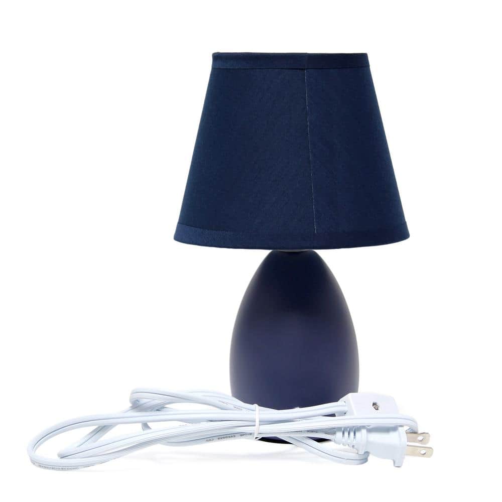 Blue Mini Egg Oval Ceramic Table Lamp with Fabric Shade