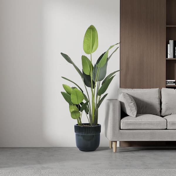 Set of 3 14.2 in. Antique Black Ceramic Flowerpot-Round Modern Planter with Drainage Hole, Frost and Weather Resistant