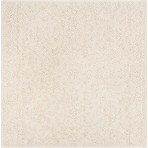 Trace Ivory 8 ft. x 8 ft. Floral Medallion Square Area Rug