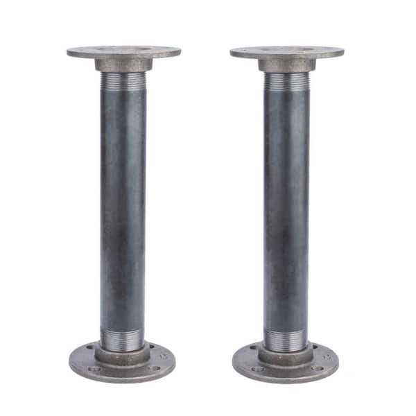 PIPE DECOR 1-1/2 in. x 12 in. L Heavy-Duty Industrial Steel Pipe Table Legs with Round Flanges (2-Pack)
