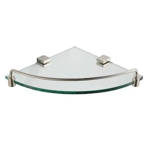 Ottimo 8.5 in. W Corner Glass Shelf in Brushed Nickel