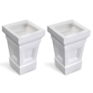 24 in. White Vertical Plastic Atherton Planter Classic (2-Pack)