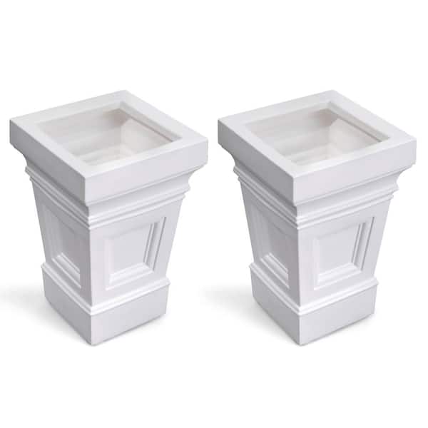 Step2 Atherton Large 24 in. H x 15.5 in. W x 15.5 in. D Classic White Resin Square Indoor/Outdoor Planter - (2-Pack)
