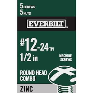 #12-24 x 1/2 in. Zinc Plated Combo Round Head Machine Screw (5-Pack)