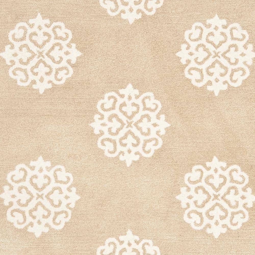 Beige and Ivory Tufted Wool and Viscose 9' x 12' Area Rug
