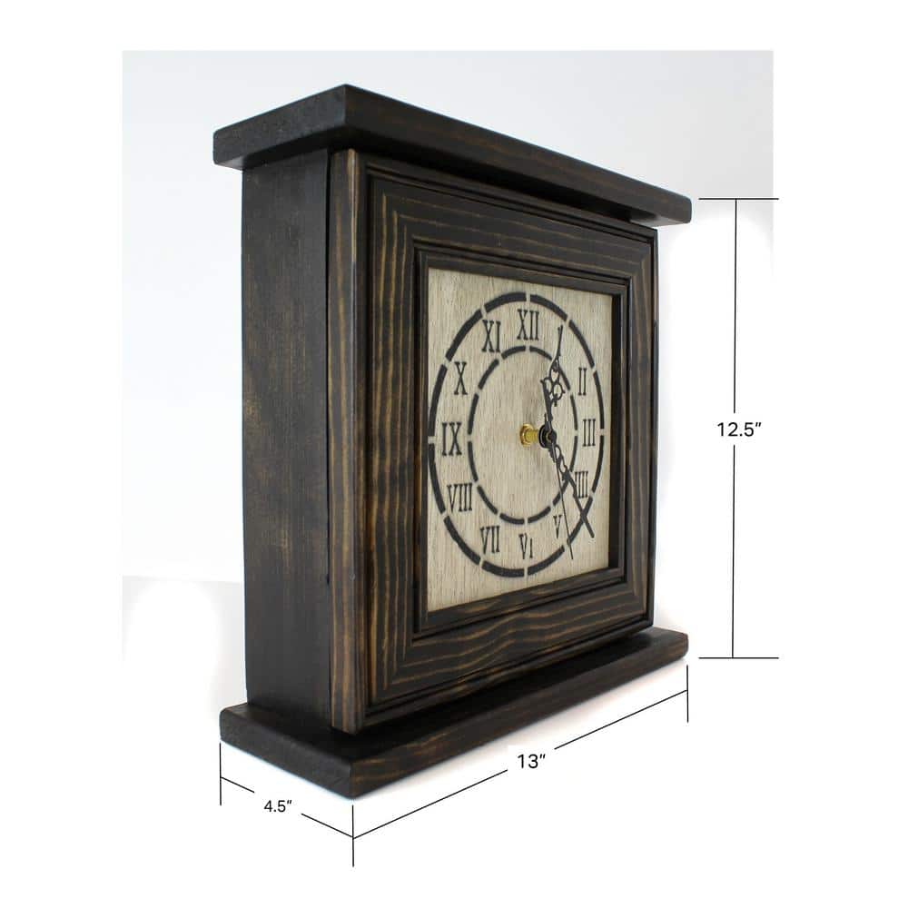 Dark Walnut Veneer Mantel Clock with Secret Compartment