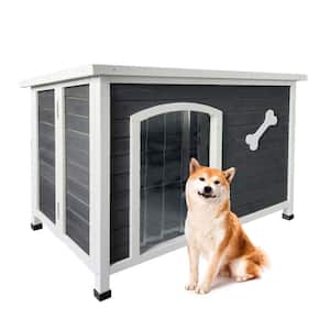Anky Outdoor Wooden Dog House, Warm Dog Kennel, Dog Crates for Medium Dogs Pets Animals in Gray