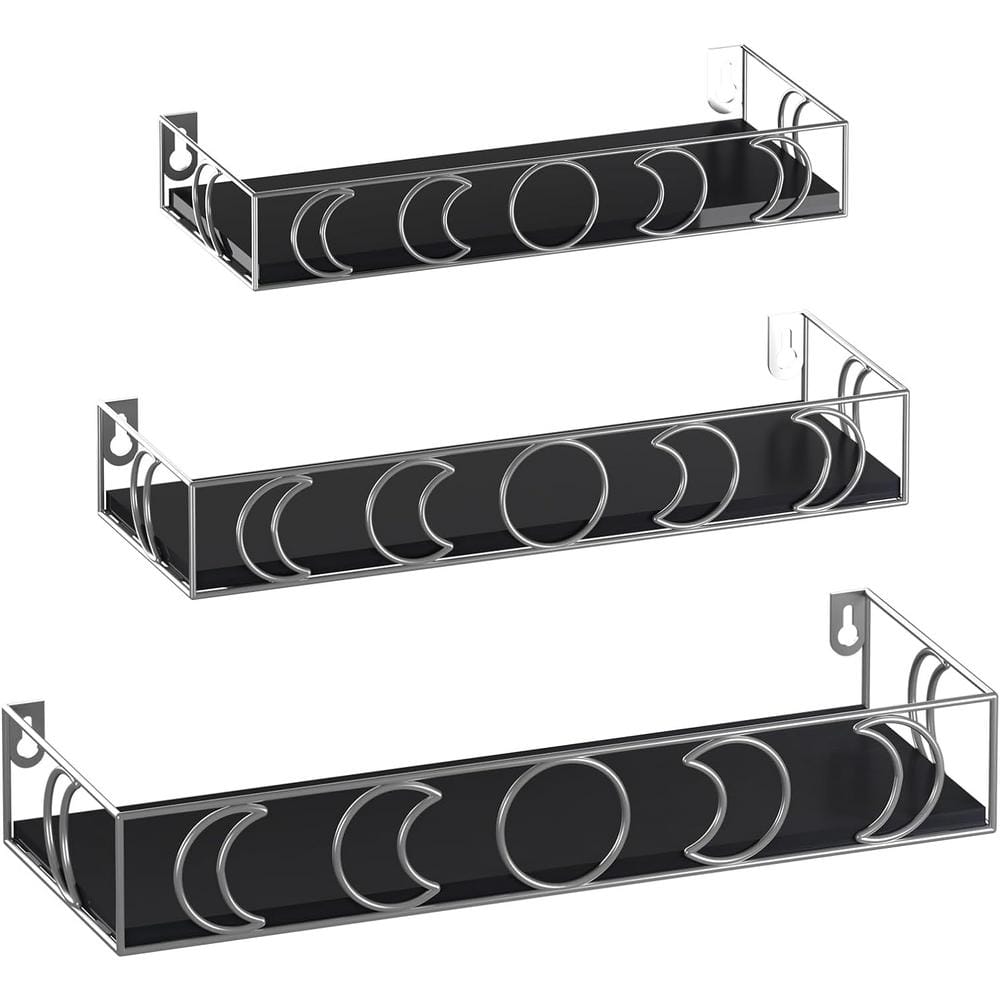 16 in. W x 5.1 in. D Black Decorative Wall Shelf, Floating Book Plant Shelv