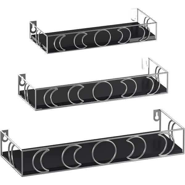Cubilan 16 in. W x 5.1 in. D Black Decorative Wall Shelf, Floating Book Plant Shelves