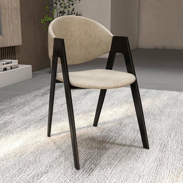 Leisuremod Upholstered Dining Chair in Polyester with Curved Back and Powder-Coated Iron Base Savor Collection in Grey