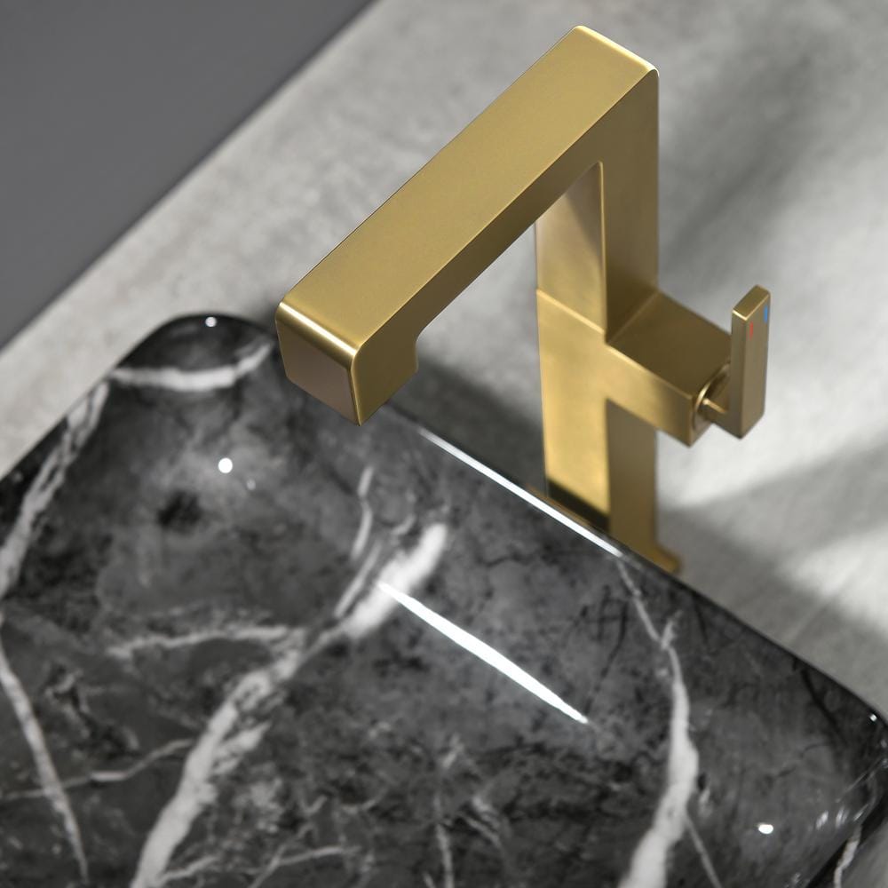 Brushed Gold Tall Single Handle Vessel Sink Faucet