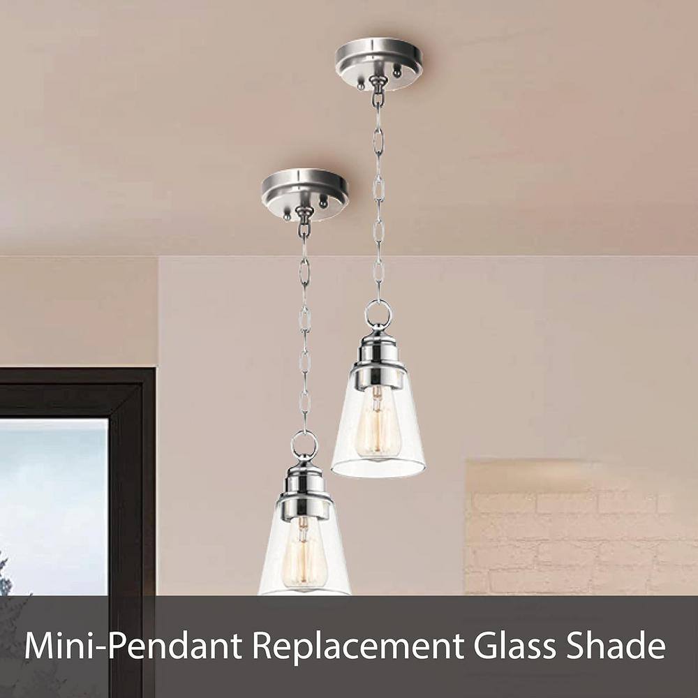 Clear Glass Bell Pendant Shade Set with Neckless Fitter