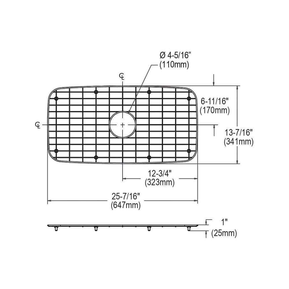 Elkay Stainless Steel Rectangular Sink Bottom Grid