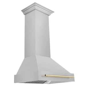 Autograph Edition 30 in. 400 CFM Ducted Vent Wall Mount Range Hood in Fingerprint Resistant Stainless & Polished Gold