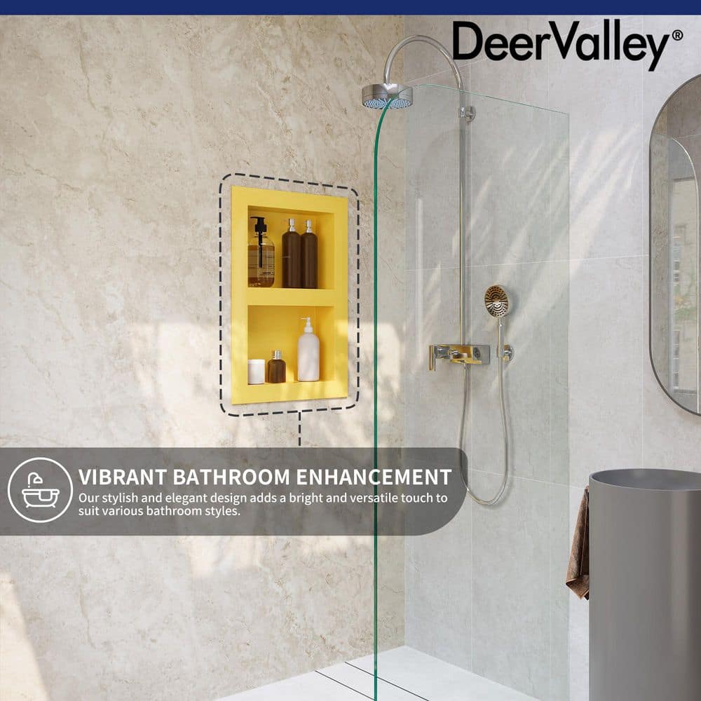 Yellow Stainless Steel Double Shelf Wall Niche for Shower
