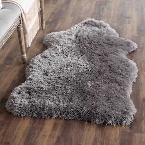 Arctic Shag Gray 3 ft. x 5 ft. Solid Scalloped Area Rug