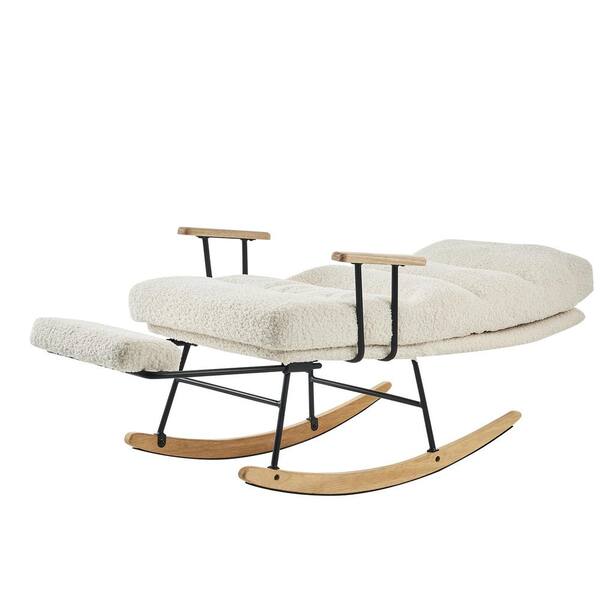maocao hoom Beige Metal Outdoor Rocking Chair with Cushion maocao hoom Beige Metal Outdoor Rocking Chair with Cushion