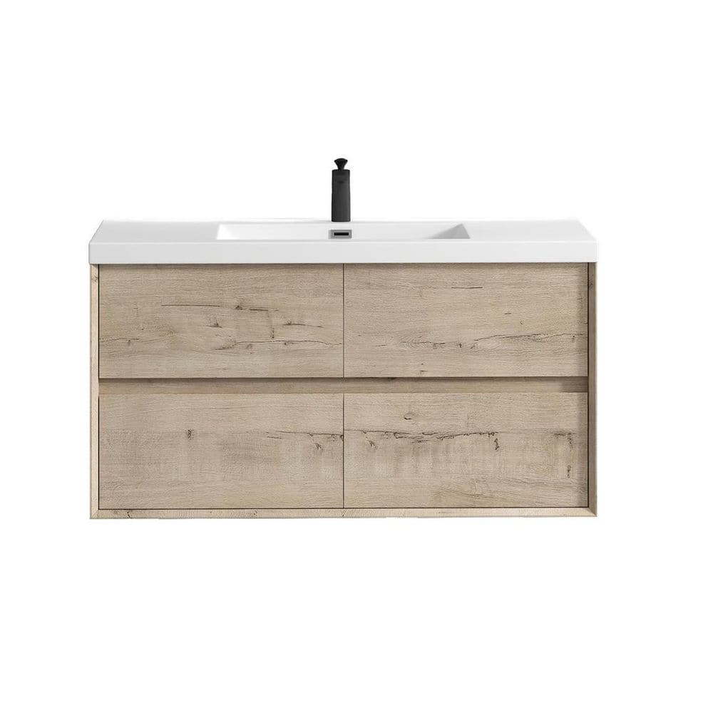 Kingdee 48 in. W x 20 in. D x 26 in. H Single Sink Floating Bath Vanity in Light Oak with White Acrylic Top price history on PriceWatchPro