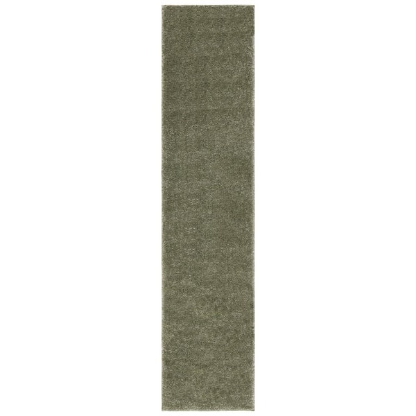 SAFAVIEH Tahoe Shag 2 ft. x 7 ft. Sage Modern Solid Runner Rug